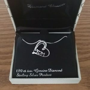 Diamond and Sterling Silver Mom Heart Pendant